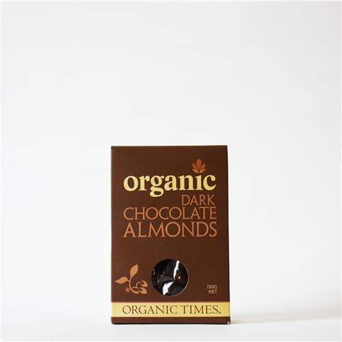 Organic Times Almonds Dark Chocolate Coated 150g Certified Organic