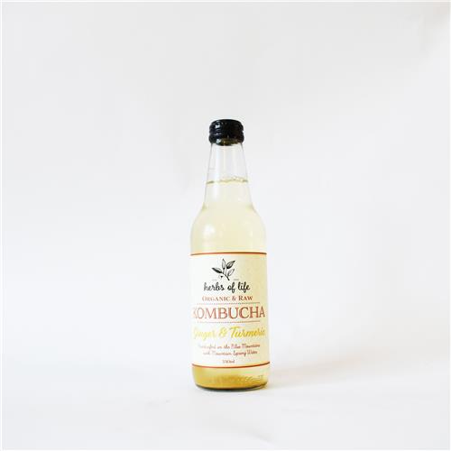 Herbs of Life Organic Kombucha Ginger and Turmeric 330ml All About