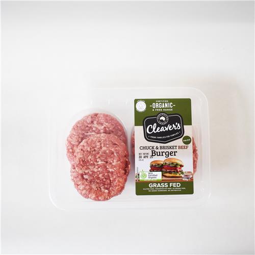 Cleavers Organic Chuck & Brisket Burger 450g All About Organics Online