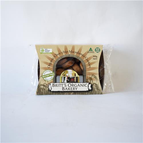 Britt's Cookies Choc Chip Macadamia Gluten Free  Certified Organic 200g