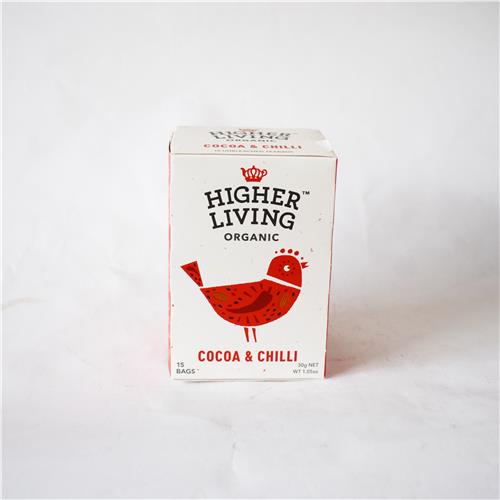 Higher Living Organic Tea Cocoa Chilli 27g All About Organics Online