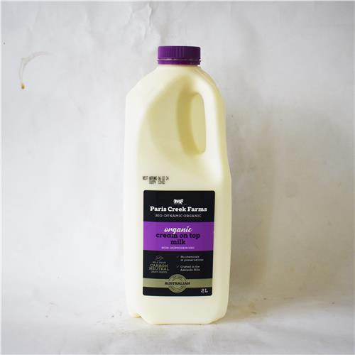 Paris Creek Biodynamic Cream on Top Milk Nonhomogenised 2L. All