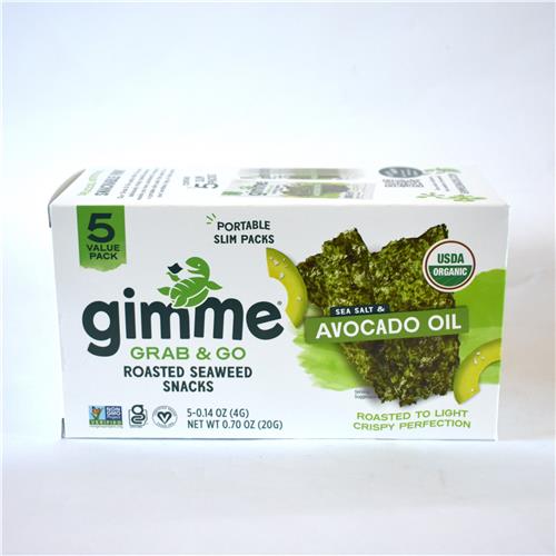 Gimme Roasted Seaweed Snacks Grab & Go Sea Salt & Avocado Oil 5x4g
