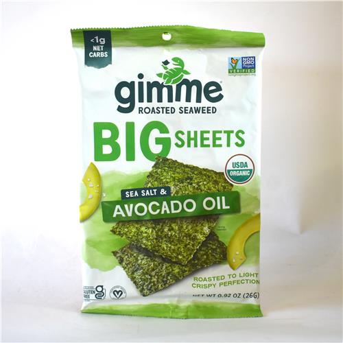 Gimme Roasted Seaweed Big Sheets Sea Sal & Avocado Oil 7 Sheets 26g