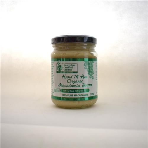 Hand 'n' Hoe Macadamia Butter Natural Crunchy  225g Certified Organic