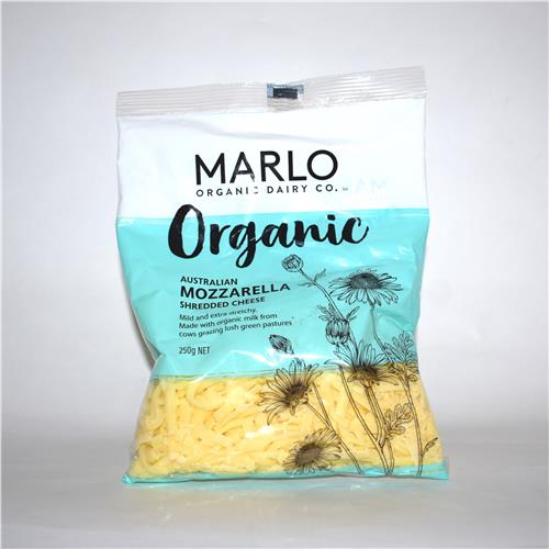 Marlo Shredded Mozzarella 250g Certified Organic