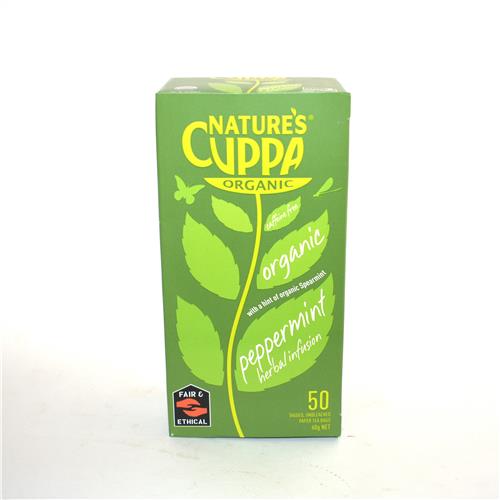 Nature's Cuppa Peppermint W/Spearmint Tea 50 Bags Certified Organic