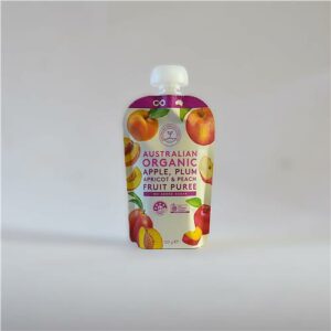 AOFC Fruit Puree Apple Plum Apricot Peach 120g Certified Organic
