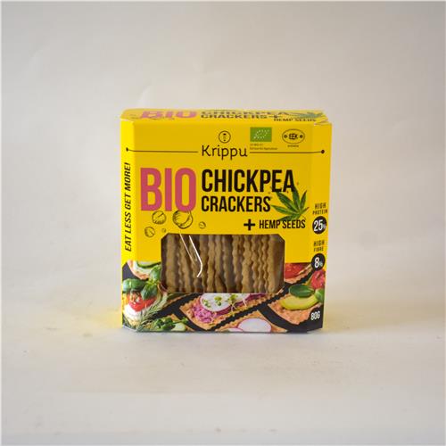 Krippu Crackers Chickpea Hemp Seeds 80g Certified Organic