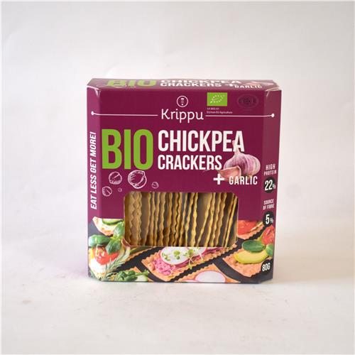 Krippu Crackers Chickpea Garlic 80g Certified Organic