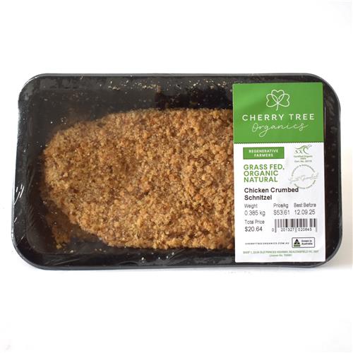 Cherry Tree Crumbed Chicken Schnitzel .