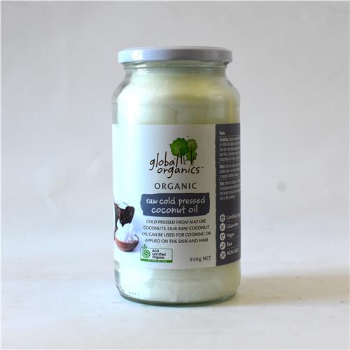Global Organics Coconut Oil Raw Cold Pressed 920g