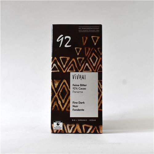 Vivani Chocolate Fine Dark 92% 80g Certified Organic