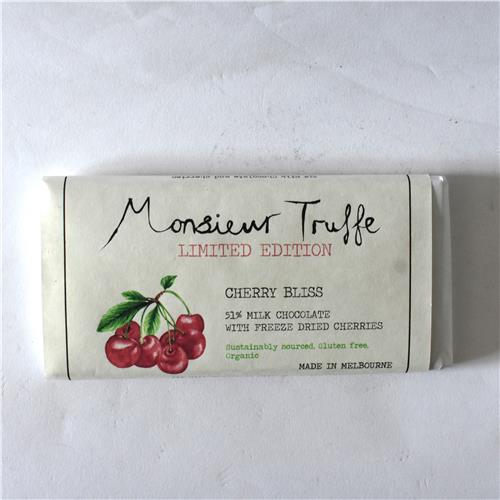 Monsieur Truffe Milk 51% Cherry Bliss 90g Certified Organic