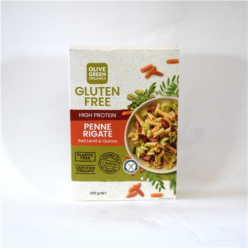 Olive Green Organics Red Lentil & Quinoa Penne Rigate 250g