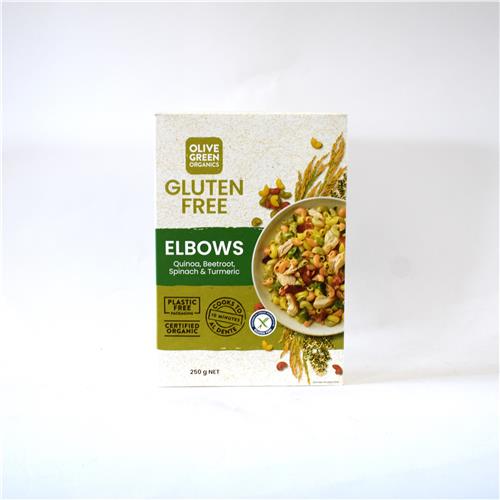 Olive Green Organics Quinoa Elbows Beetroot, Spinach & Turmeric 250g