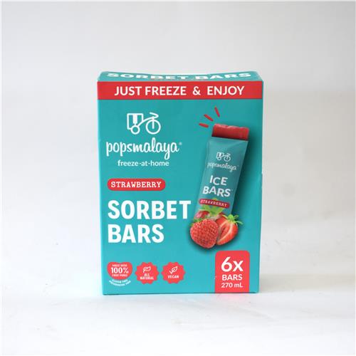 Pops Malaya Sorbet Bars Strawberry Freeze-at-Home 6x45ml
