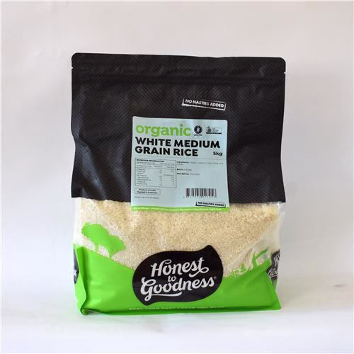 Honest to Goodness Rice Med Grain White 5kg Certified Organic