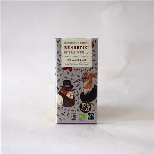 Bennetto Chocolate Dark 82% 80g Certified Organic