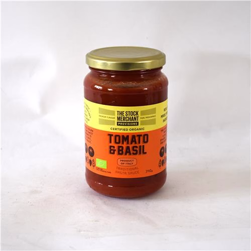 The Stock Merchant Pasta Sauce Basil Tomato 340g Certified Organic