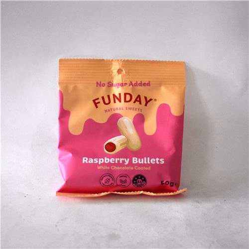 Funday White Chocolate Raspberry Bullets 50g