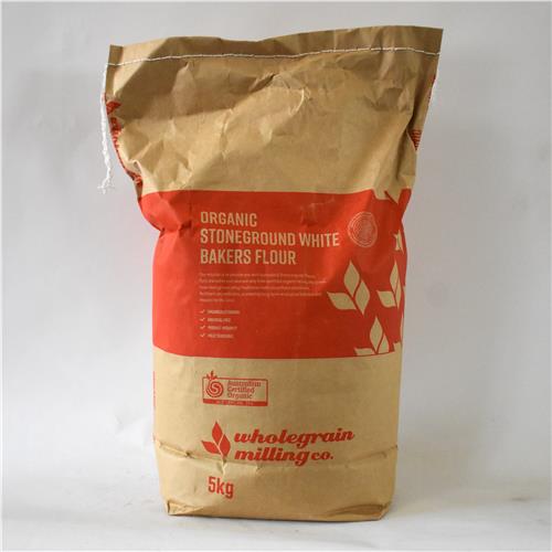 Wholegrain Milling Co Bakers Flour White Stone Ground 5 KG Certified Organic