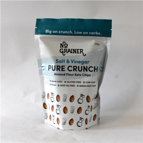 No Grainer Pure Crunch Salt and Vinegar Almond Keto Chips 120G