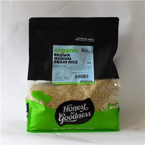 Honest to Goodness Rice Brown Medium Grain 5KG Certified Organic
