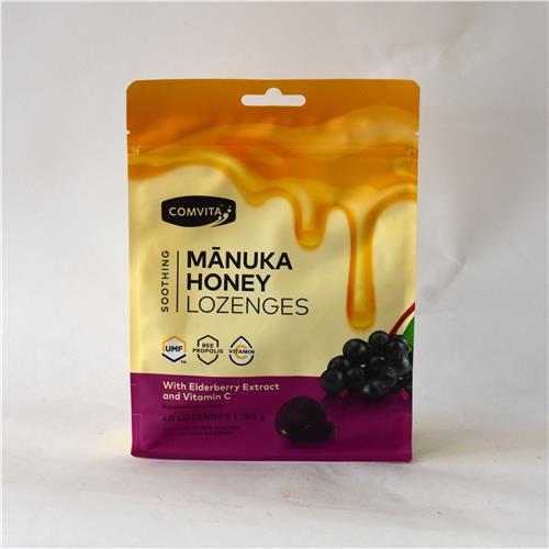 Comvita Manuka Honey Lozenges Elderberry Extract & Vitamin C 40pk 180g