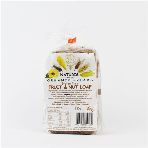 Naturis Loaf Fruit and Nut Organic Gluten Free 680g FROZEN