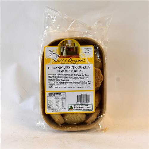 Britt's Organic Bakery Organic Spelt Shortbread Cookies 200g