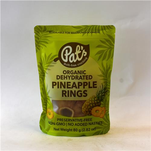 Pat's Dried Pineapple Rings 80g Certified Organic