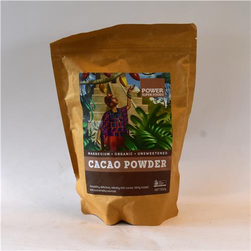 Power Superfoods Cacao Powder Kraft Bag 500g Certified Organic