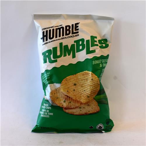 Humble Chips Rumbles Sour Cream & Onion Ridged 135g Certified Organic