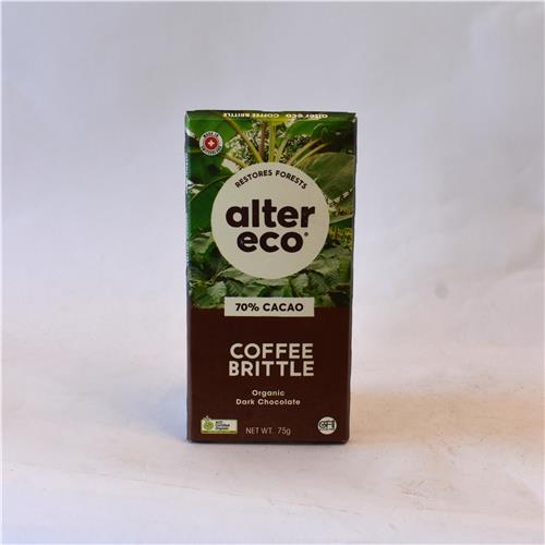 Alter Eco Chocolate Bar Coffee Brittle 70% 75g Certified Organic
