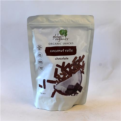 Global Organics Coconut Rolls Crispy Crunchy Chocolate 140g