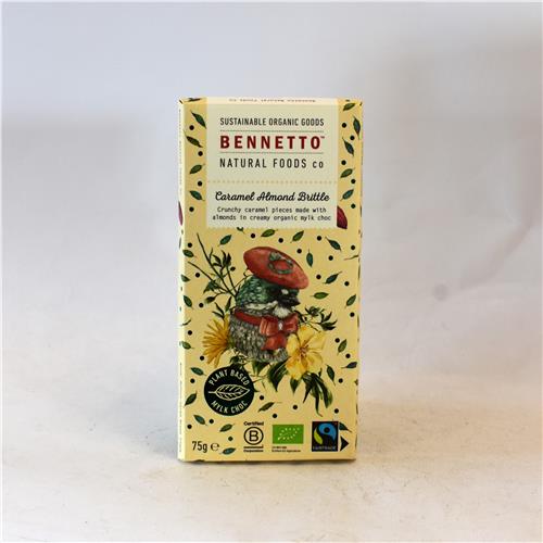 Bennetto Creamy Caramel Almond Brittle Chocolate 75g Certified Organic