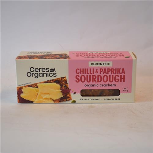Ceres Sourdough Crackers Chilli & Paprika 100g Certified Organic